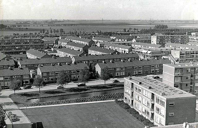 Panorama vanaf Churchillflat op Schiekamp Spijkenisse 1963