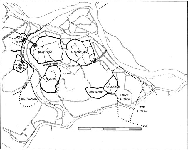 Schetskaart polders in Nissewaard ca. 1200